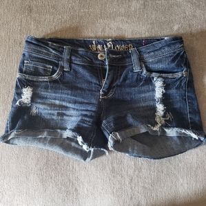 Dark Distressed Denim Jean Shorts